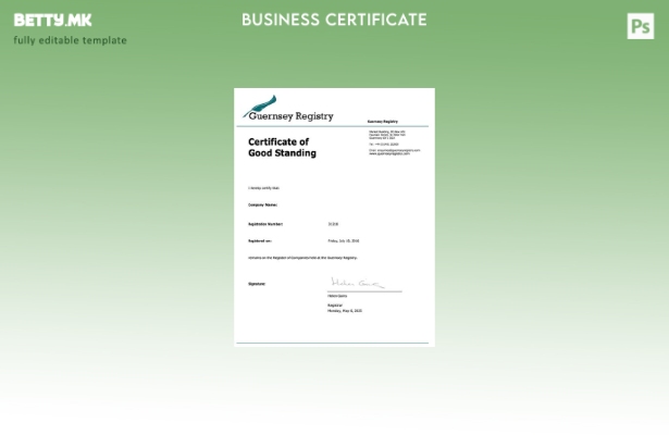 Сертификат од Гернзи во модерен стил за добра положба на шаблон за Word и PDF